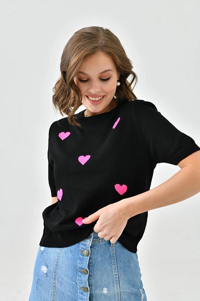 Park Karon Πλεκτό πουλόβερ με μοτίβο καρδιάς Saks Seasonal - Crew Neck