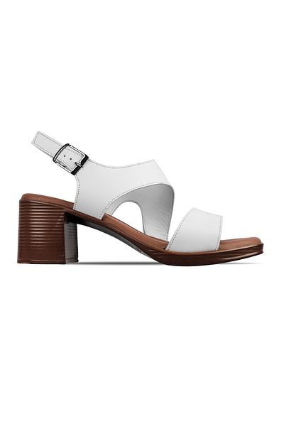 Lal Shoes & Bags Madel Γυναικεία Ζώνη από Γνήσιο Δερμάτινο Λεπτομερή Δεμένα Σανδάλια με τακούνι Παπούτσια-λευκά