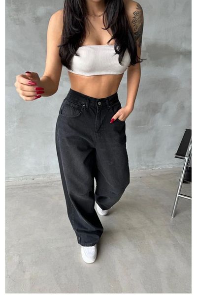 Shield Life Black Baggy Women's Loose Cut Casual Wide Leg Baggy Jean