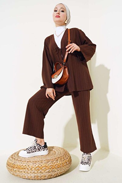 YILMAZBARMAZ γυναικείο λινό κορδόνι διπλό κοστούμι