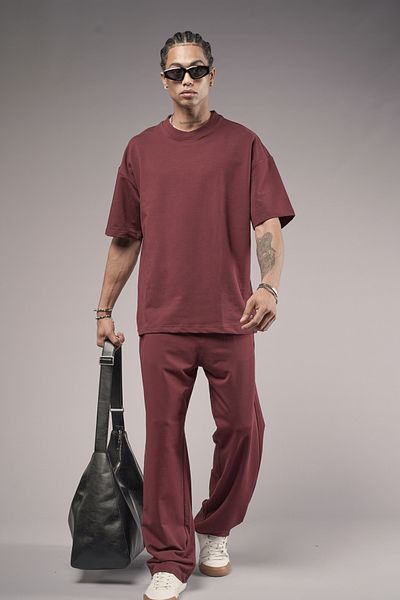 Butik Trendy Crew Neck T-Shirt & Oversize Karakiterli Bottom Top Set