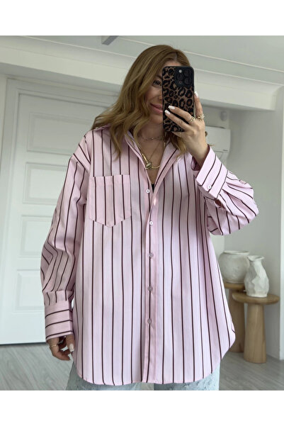 My Blog Pembe Çizgili Leeds Gömlek - 103143