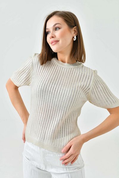 Park Karon Pulover de damă cu decolteu tricotat cu detalii din tricot
