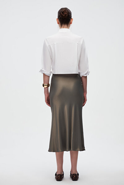 SHNWOMAN ANTRASİT MIDI BOY SATEN ETEK