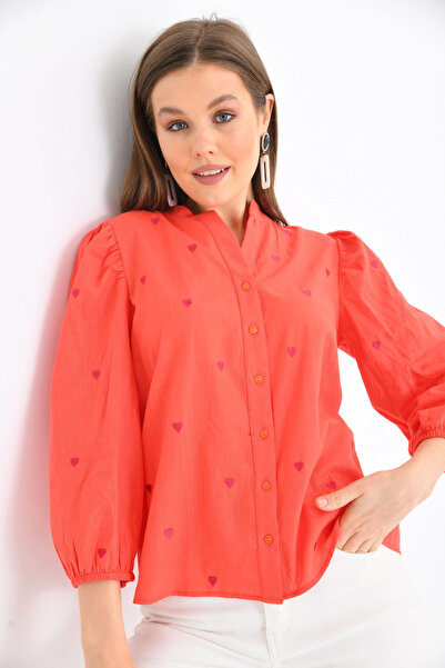 Park Karon Bluză de damă cu mânecă lungă brodata - Detaliu cu nasturi