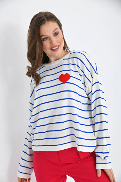 Park Karon Світлий смугастий велосипедний комір сезонний трикотажний светр