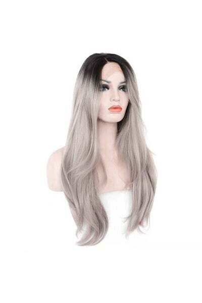 HALAMODO Long Straight Wig Grey