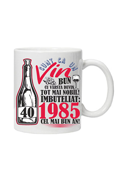 OEM Cana albă personalizată „A Good Wine 1985-40”, INOVATIX. 330 ml