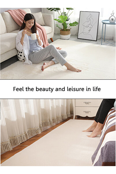 sharpdo Soft Imitation Rabbit Velvet Carpet Living Room Carpet Bedside Rug Solid Color Premium Carpet