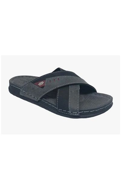 GEZER 11474-25 Δερμάτινες Ανδρικές Παντόφλες Ανατομικές Σταυρωτές Ζώνες