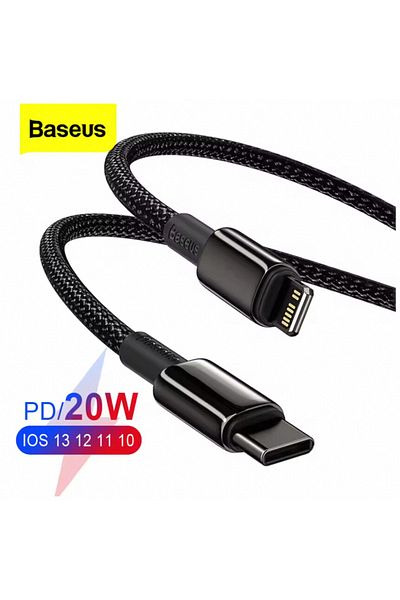 Baseus 2m Black Pd 20w Data Cable For Iphone 14 13 12 Pro Max Type C Fast Charging Cable