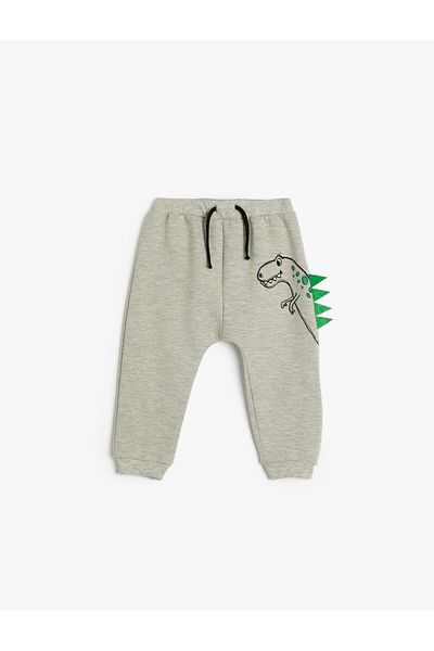 Koton Basic Jogger Sweatpants with Print Detail Tie Waist Ribbon