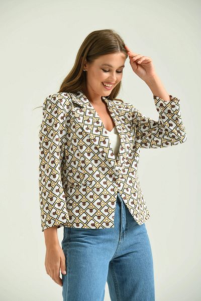 Park Karon Yellow Patterned Women's Short Jacket