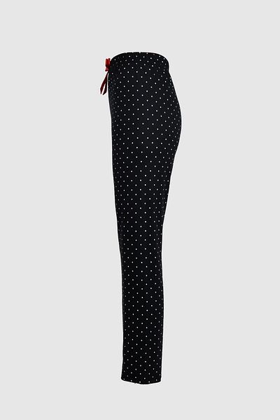 birizmoda Pijama lungă, neagră, albă, cu buline