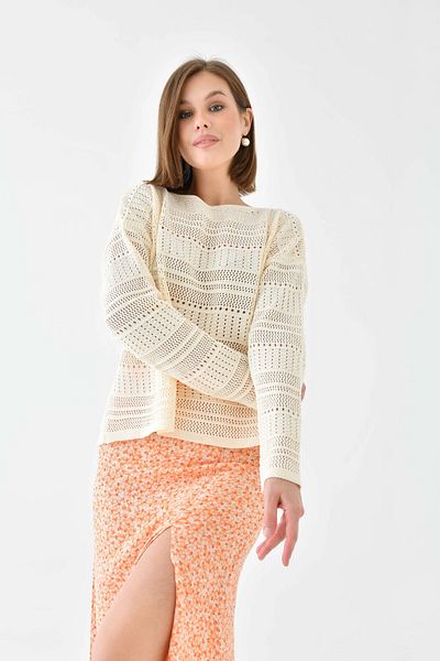 Park Karon Pulover de tricotaj supradimensionat cu gât barcă - Detaliu tricot