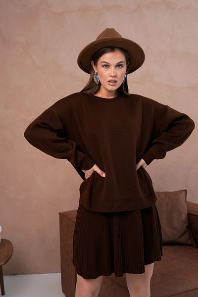 Park Karon Women's Crew Neck Sweater Skirt Double Set