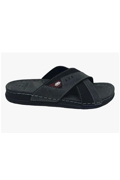 GEZER 11474-25 Δερμάτινες Ανδρικές Παντόφλες Ανατομικές Σταυρωτές Ζώνες