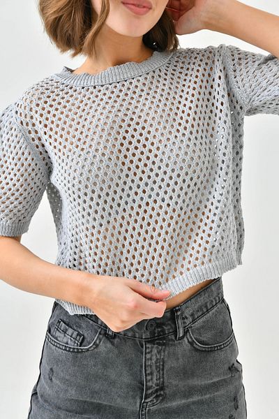 Park Karon Gray Openwork Knitwear Sweater - Women's Seasonal Model