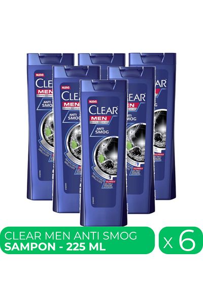 Clear Men Anti Smog, sampon anti-matreata barbati, 6 buc x 225 ml