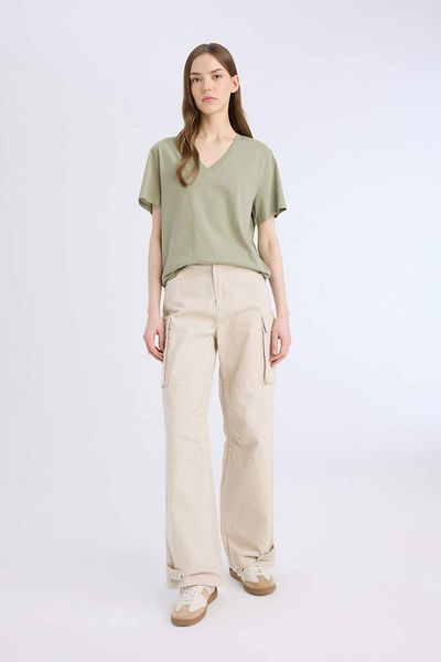 DeFacto Regular Fit V-Ausschnitt Basic Plain Kurzarm T-Shirt D9593AX25SM