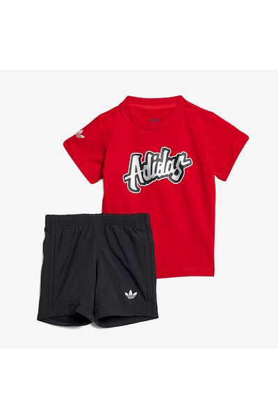 adidas Originals Kids Red/Black Shorts Set