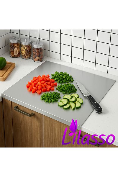 Lilasso Stainless Steel Single Bent Metal Countertop Protective Cutting Board 30X40 cm