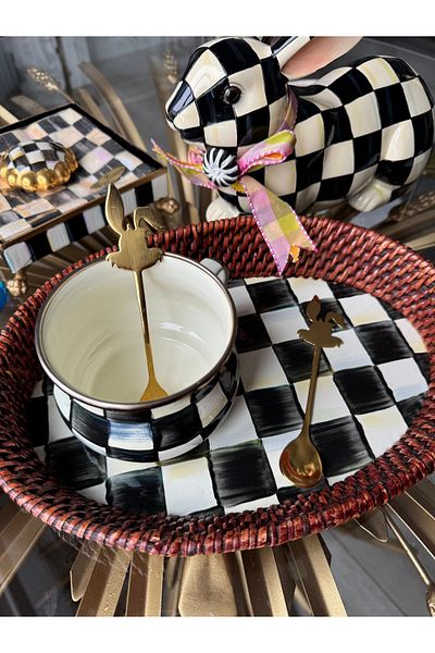 Hatice sakallı design 1 Piece Rabbit Figured Coffee Mug Spoon Titanium Gold Spoon