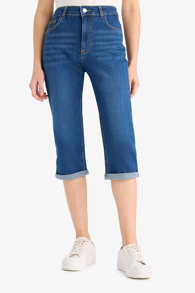 DeFacto Normal Waist Pocket Folded Leg Jean Capri E2178Ax25Sm