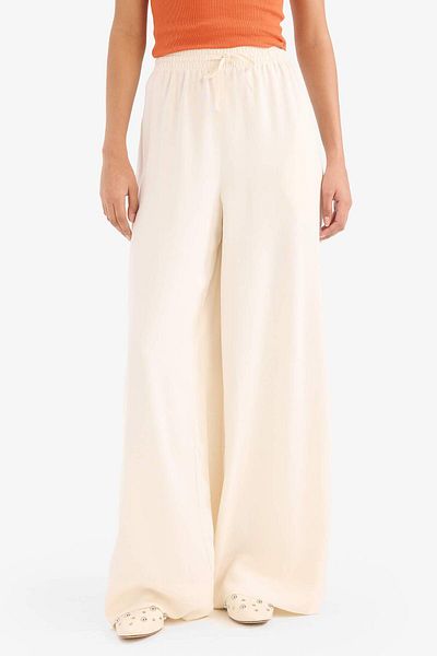 DeFacto Palazzo-Hose aus Leinen-Mischgewebe mit weitem Bein, hohe Taille, weites Bein E0127ax25sp
