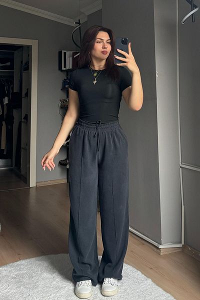 Qenz Striped Trousers - Anthracite