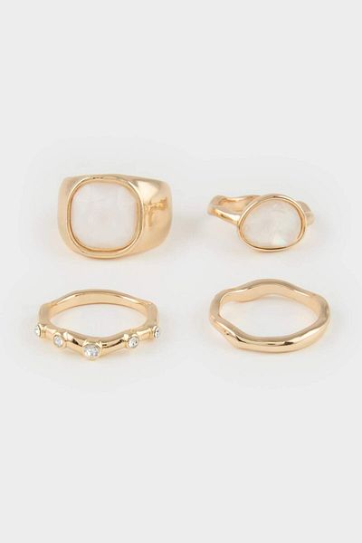 DeFacto Women's 4-Piece Gold Ring E8572Axns