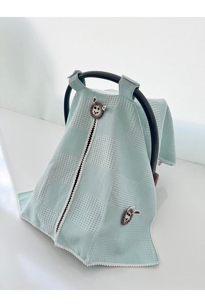 Jaju Baby Water Green Waffle Fabric Organic Lamb Design Stroller Cover