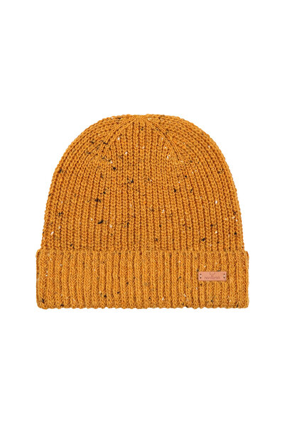 Nordbron Erkek Hardal Kışlık Bere Logo Detaylı Yumuşak Dokulu Esnek Basic Düz Renkli Esnek Herno Fitilli