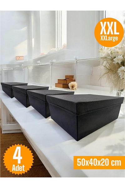 Balkan Room 4 Pieces Flip Lid Cabinet Organizer Box Multi-Purpose Storage Box Xxlarge 50X40X20 cm