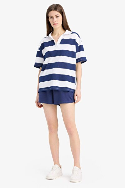 DeFacto Regular Fit Beli Bağcıklı Normal Bel Düz Paça Şort C7600AX25SM