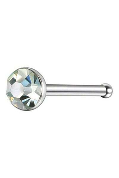 HALAMODO Stone Studded Round Shaped Nose Ring