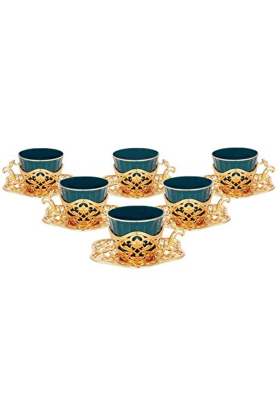 FARİKA طقم قهوة إليسا جرين لـ 6 أشخاص (ذهبي)