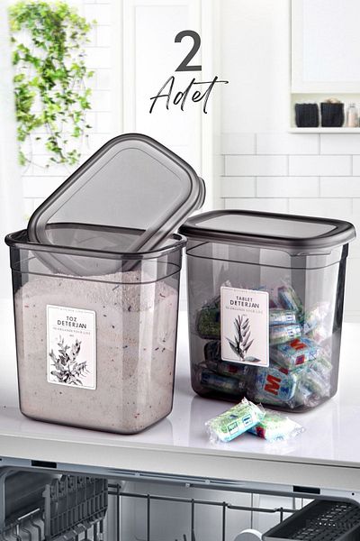 Kitchen Life 2-piece 2-liter Powered And Capsule Detergent Holding Box