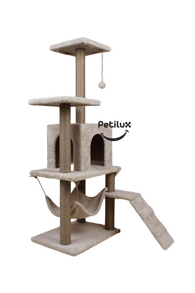 Petilux B-07 Luxury Cat Scratching Playhouse with Hammock and Nest