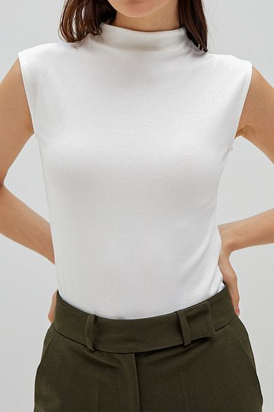 Zec Style Women's Zero Sleeve Modal Body – Half Turtleneck |   Buzy Body –