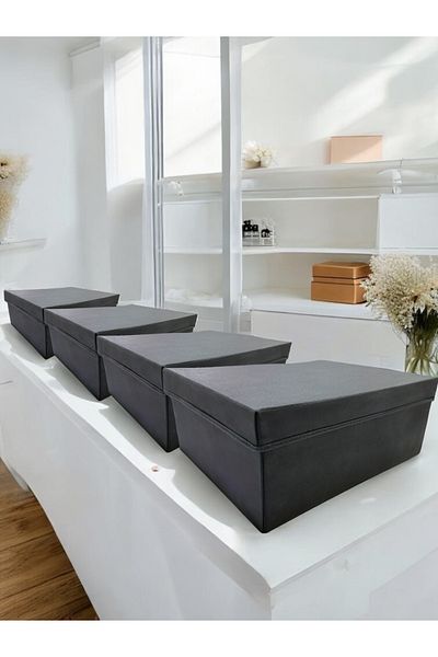 Balkan Room 4 Pieces Flip Lid Cabinet Organizer Box Multi-Purpose Storage Box Xxlarge 50X40X20 cm