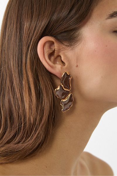 Stradivarius Enamelled fan earrings