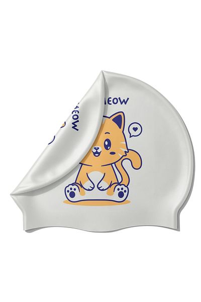 İKAVİ İkavimeow Printed Silicone Swimming Cap