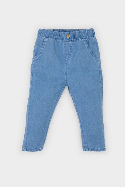 DeFacto Baby Boy 2 �   Tooling Patterned Poplin Jeans with Kurt Sleeves and Waist Freeze E7725A525S