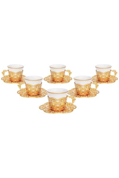 FARİKA طقم قهوة دورو لستة أشخاص (ذهبي) (صنع في تركيا)