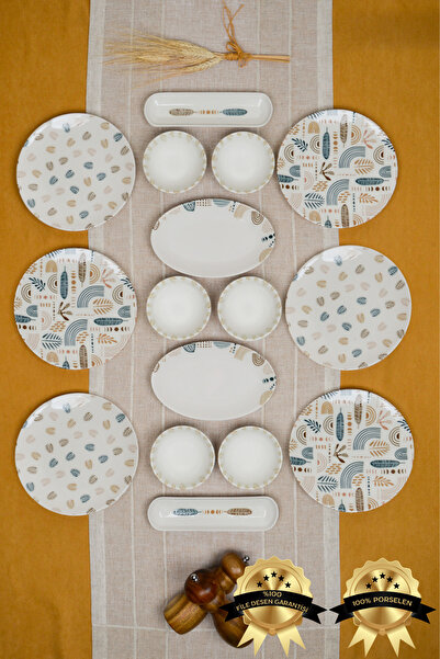 Heda Porselen Başak 16 Piece Porcelain Breakfast Set for 6 Persons