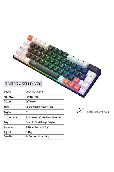 gameagle Neopulse MK-64X2BAR Mekanik Işıklı Gamer Klavye