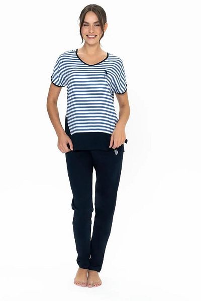 U.S. Polo Assn. U.S. Polo Assn. 20033 Costum de pijama pentru acasă cu dungi bleumarin