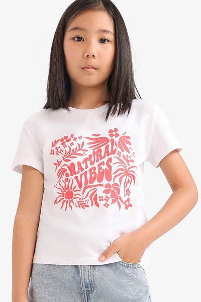 DeFacto Girl's Crew Neck Printed Short Sleeve T-Shirt E5893A825Sm