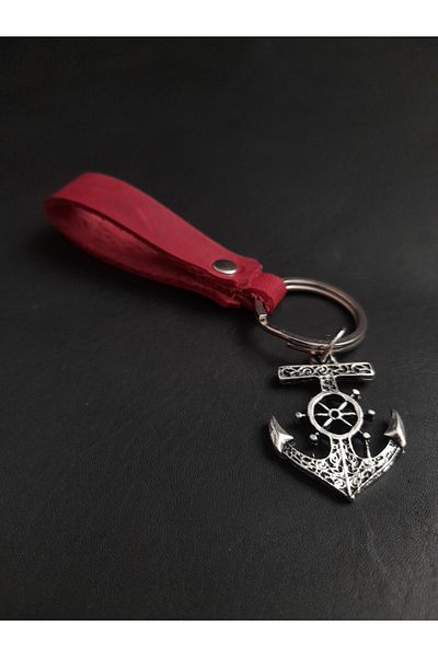 BSN Store Leather Keychain Sailor Anchor Premium Real Leather Key Chain